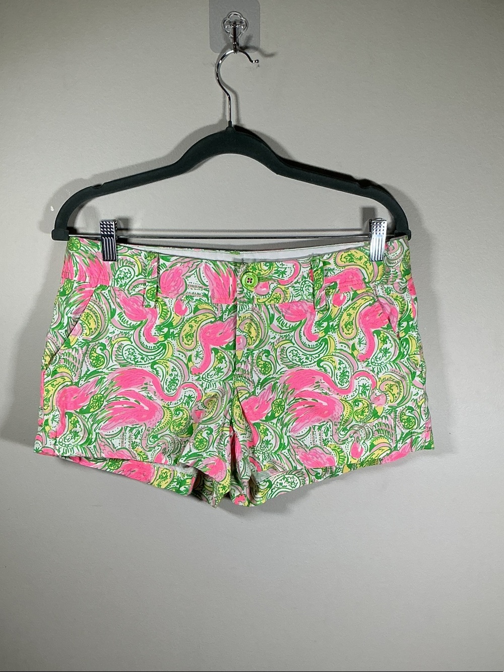 Lilly Pulitzer Callahan Flamingo Print Shorts Women’s Size 6 Pink Green
